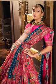 Pink Multicolor Banarasi Silk Zari Lehenga Choli