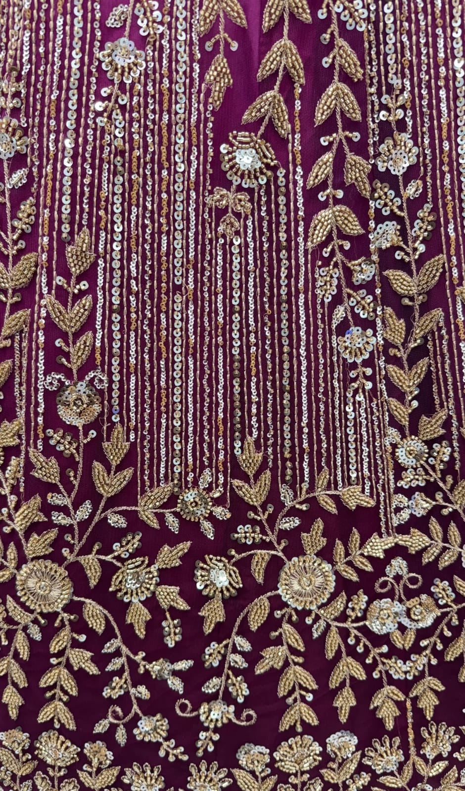 Pink Net Zari Sequin Bridal Lehenga Choli
