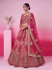 Pink Gadhwal Silk Mirror & Gota Patti Bridal Lehenga Choli