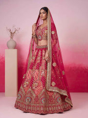 Pink Gadhwal Silk Mirror & Gota Patti Bridal Lehenga Choli