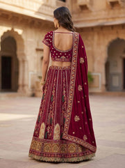Pink Velvet Patchwork Mirror Work Bridal Lehenga Choli