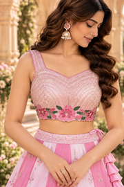 Pink Star Georgette Sequin Embroidered Lehenga Choli