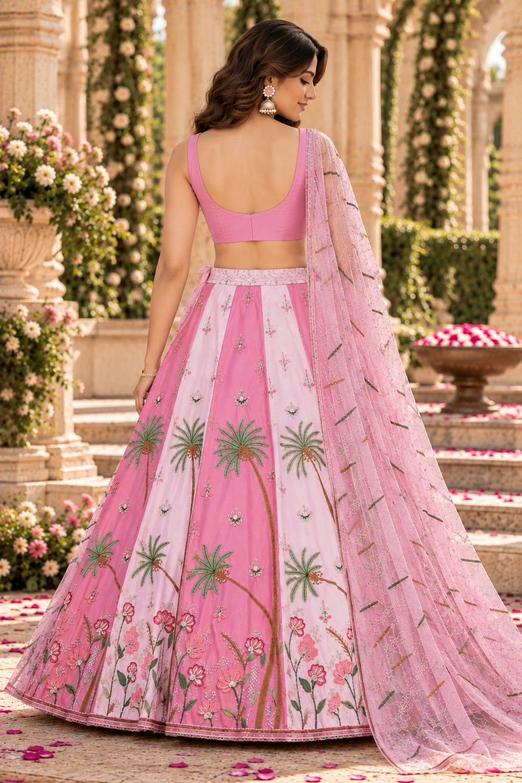 Pink Star Georgette Sequin Embroidered Lehenga Choli