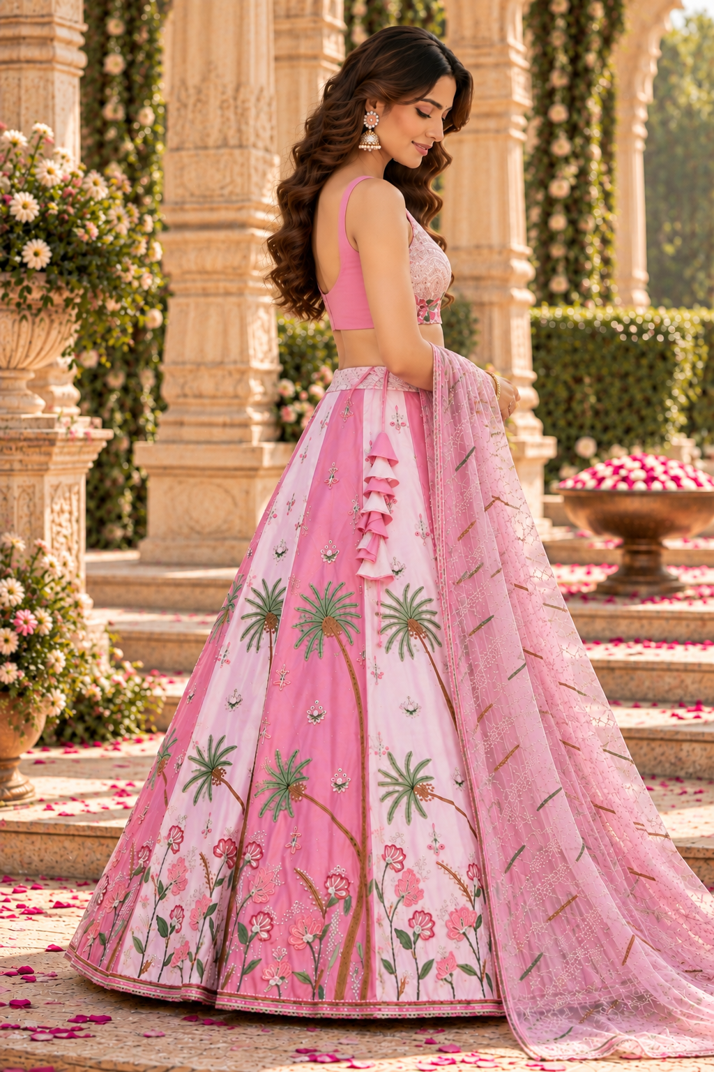 Pink Star Georgette Sequin Embroidered Lehenga Choli
