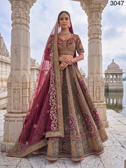 Velvet Dori Sequin Embroidered Bridal Lehenga Choli with Softnet Dupatta