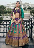 Purple & Teal Green Banarasi Silk Zari Lehenga Choli