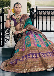 Purple & Teal Green Banarasi Silk Zari Lehenga Choli