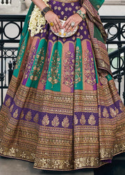 Purple & Teal Green Banarasi Silk Zari Lehenga Choli