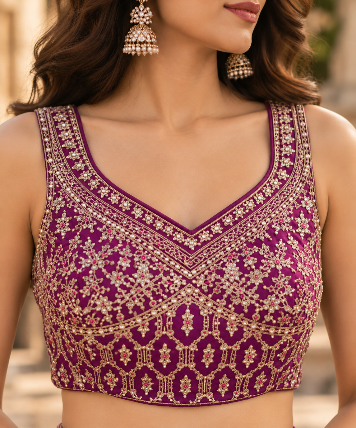 Purple & Yellow Dual-Tone Embroidered Lehenga
