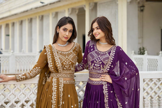 Ravishing Faux Georgette Sequins Embroidered Lehenga Choli