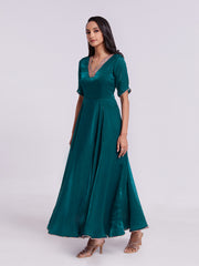 Peacock Blue Anarkali Gown with Lace Work