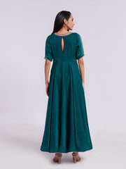 Peacock Blue Anarkali Gown with Lace Work