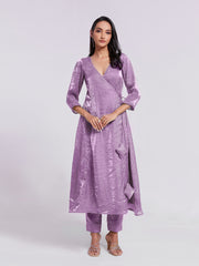 Lilav Pure Organza Wrap-Style Kurta Set with Matching Pants
