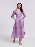 Lilav Pure Organza Wrap-Style Kurta Set with Matching Pants