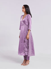 Lilav Pure Organza Wrap-Style Kurta Set with Matching Pants