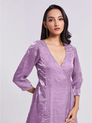 Lilav Pure Organza Wrap-Style Kurta Set with Matching Pants