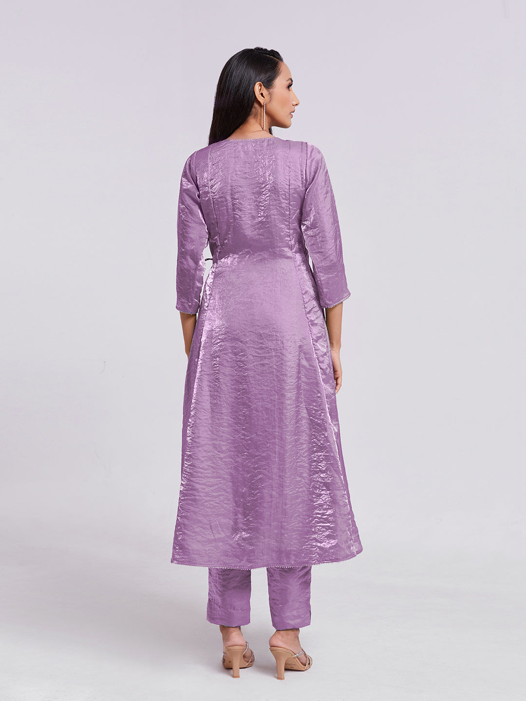 Lilav Pure Organza Wrap-Style Kurta Set with Matching Pants