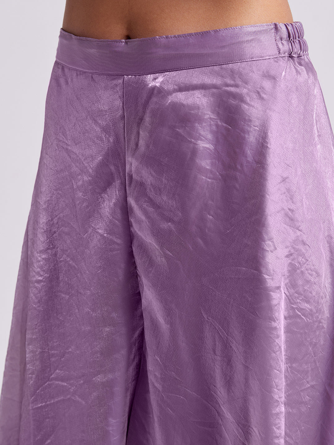 Lilac Pure Organza Kurta Pant Set with Handwork
