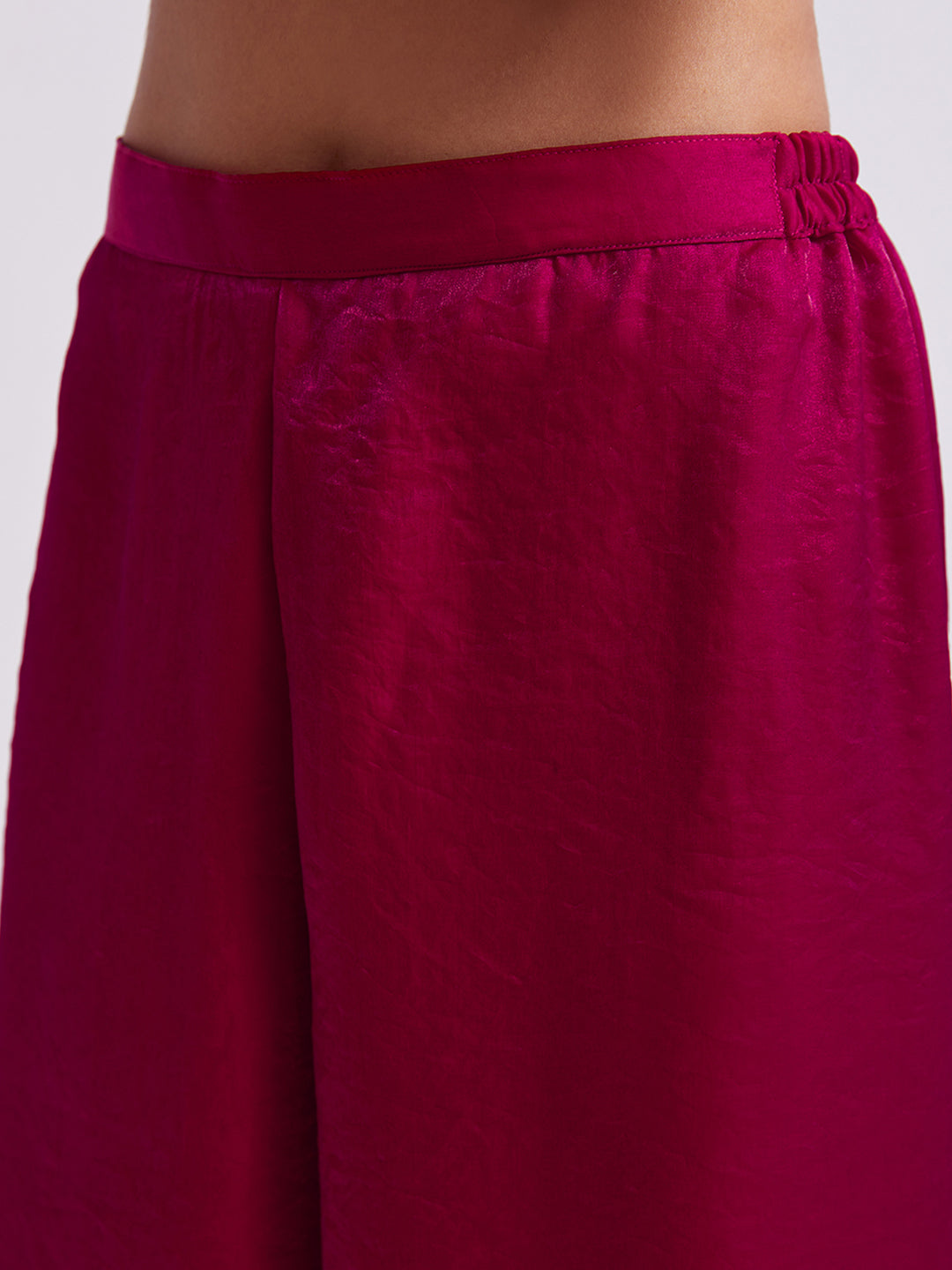 Rani Pink Anarkali Kurta Pant Set with Handwork