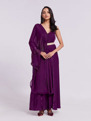 Wine Pure Organza Anarkali Gown