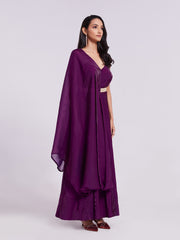 Wine Pure Organza Anarkali Gown