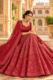Maroon Fox Georgette Sequin Lehenga Choli