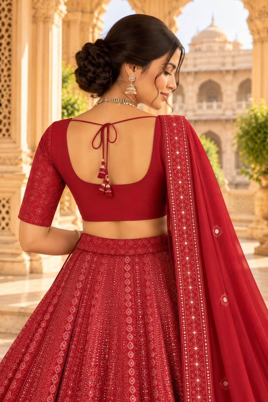 Maroon Fox Georgette Sequin Lehenga Choli