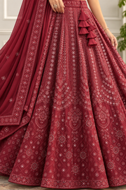 Maroon Fox Georgette Sequin Lehenga Choli