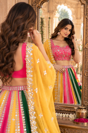 Radiant Multicolor Embroidered Lehenga Set