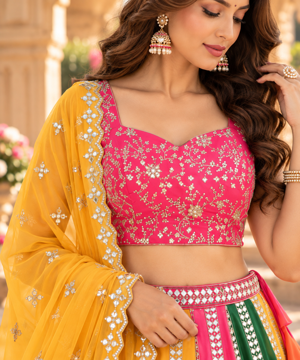 Radiant Multicolor Embroidered Lehenga Set