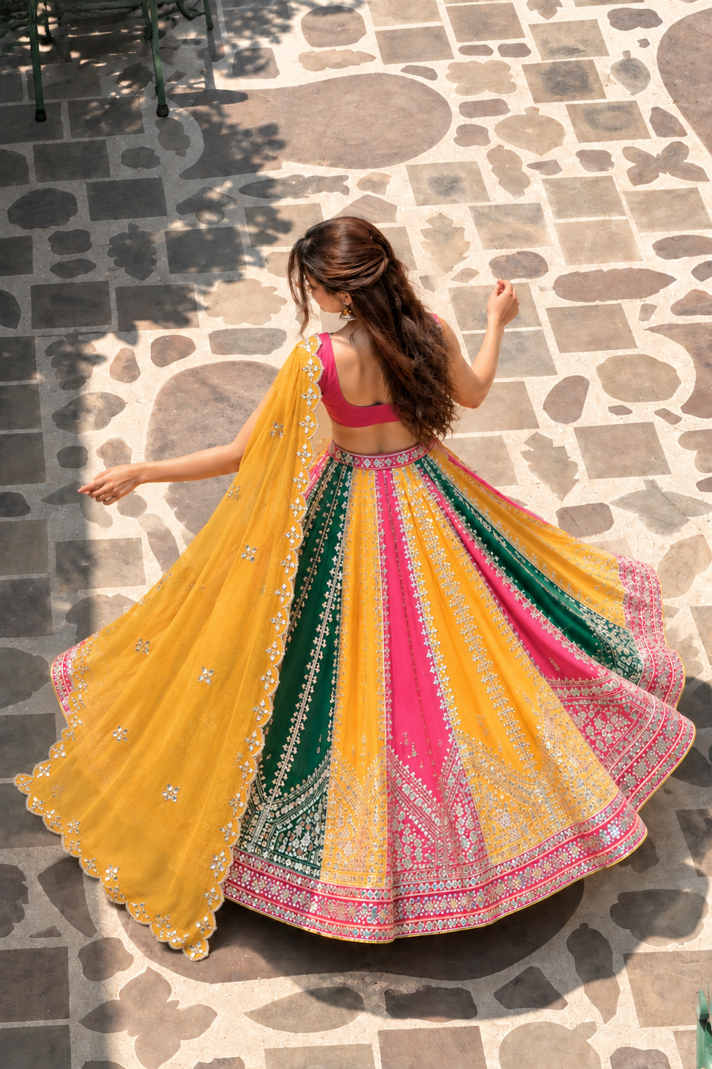 Radiant Multicolor Embroidered Lehenga Set