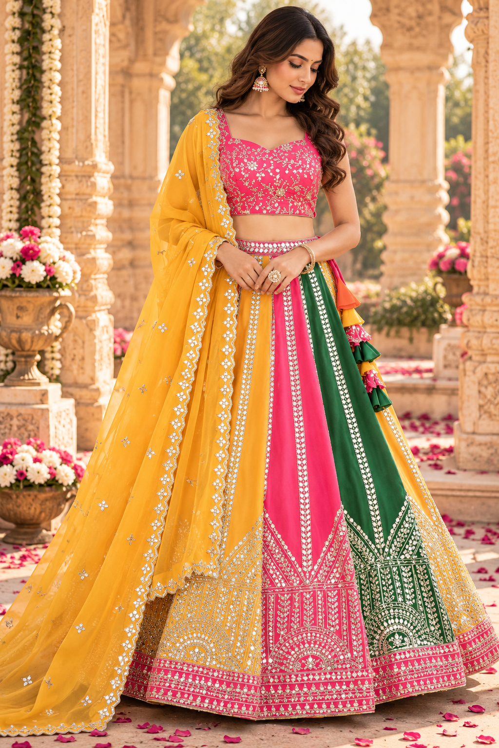 Radiant Multicolor Embroidered Lehenga Set