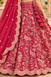 Rani Pink Fox Georgette Zari Sequin Lehenga Choli