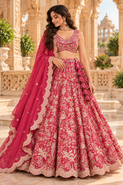 Rani Pink Fox Georgette Zari Sequin Lehenga Choli