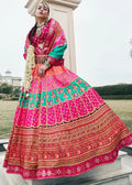 Rani Pink & Emerald Green Banarasi Silk Zari Lehenga Choli