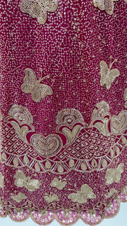 Rani Pure Heavy Net Motif Handwork Zari Sequins Work Bridal Lehenga Choli
