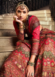 Red Banarasi Silk Zari Lehenga Choli with Dupatta