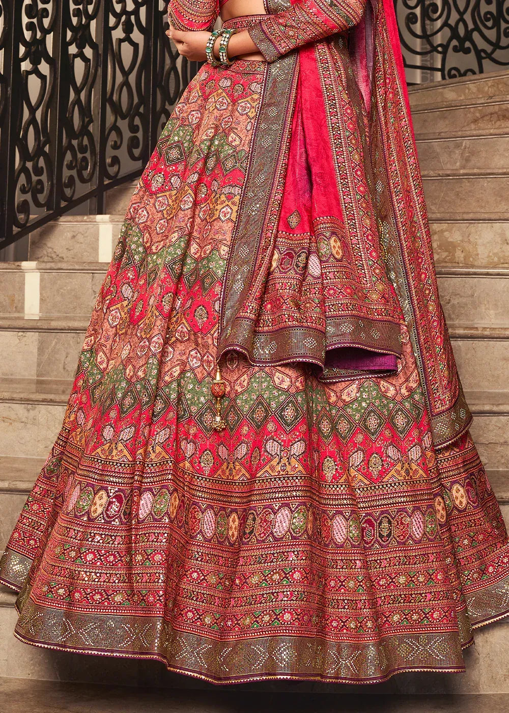 Red Banarasi Silk Zari Lehenga Choli with Dupatta