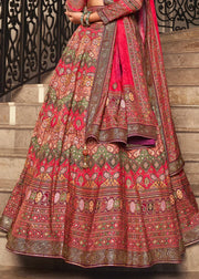 Red Banarasi Silk Zari Lehenga Choli with Dupatta