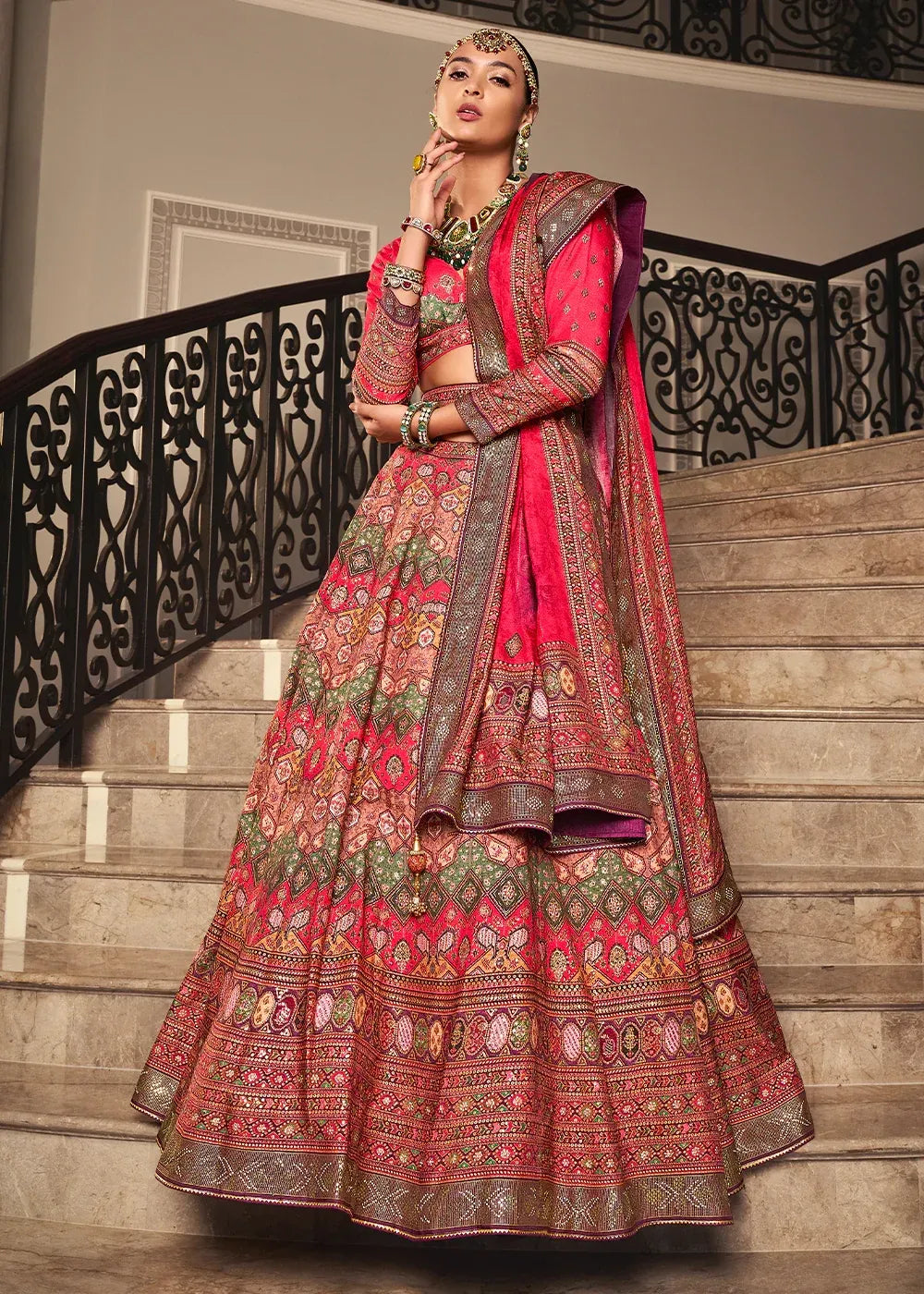Red Banarasi Silk Zari Lehenga Choli with Dupatta