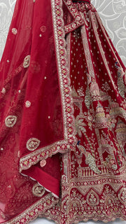 Premium Silk Multicolor Motif Sequin Bridal Lehenga Choli with Double Dupatta