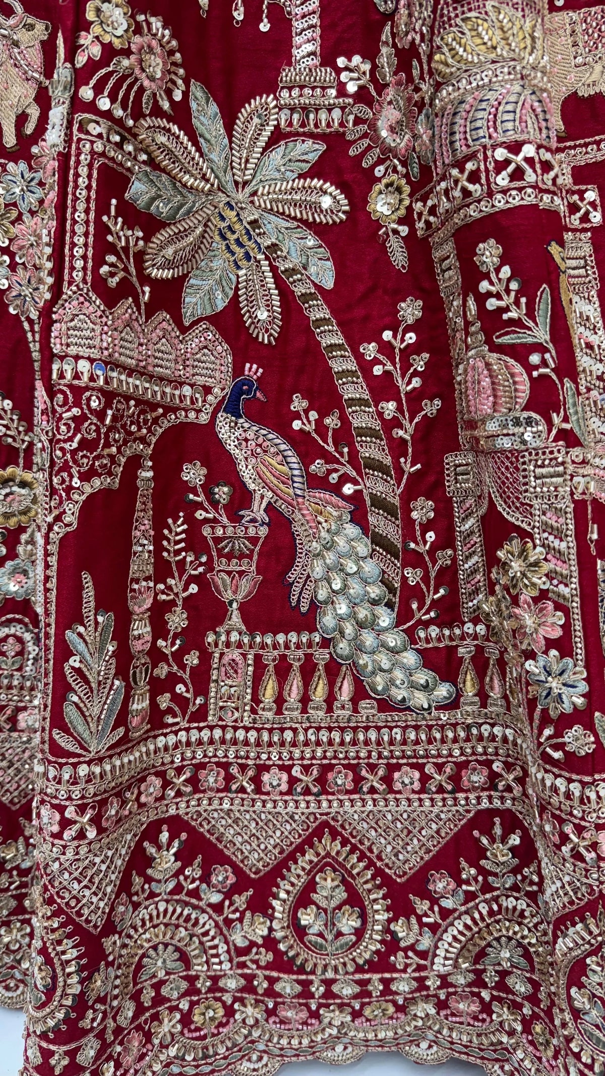 Premium Silk Multicolor Motif Sequin Bridal Lehenga Choli with Double Dupatta
