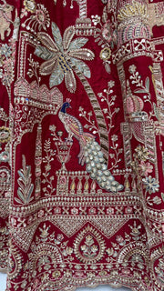 Premium Silk Multicolor Motif Sequin Bridal Lehenga Choli with Double Dupatta