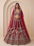 Premium Silk Multicolor Motif Sequin Bridal Lehenga Choli with Double Dupatta