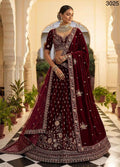 Red Velvet Zari Sequin Bridal Lehenga Choli with Double Dupatta