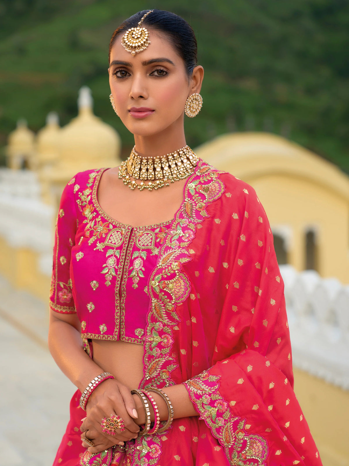 Red & Gold Khatli Embroidered Bridal Lehenga Choli
