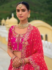 Red & Gold Khatli Embroidered Bridal Lehenga Choli