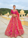 Red & Gold Khatli Embroidered Bridal Lehenga Choli