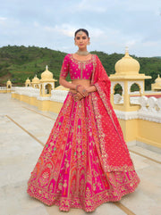 Red & Gold Khatli Embroidered Bridal Lehenga Choli
