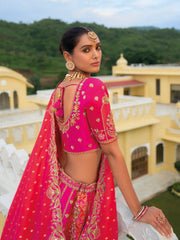 Red & Gold Khatli Embroidered Bridal Lehenga Choli